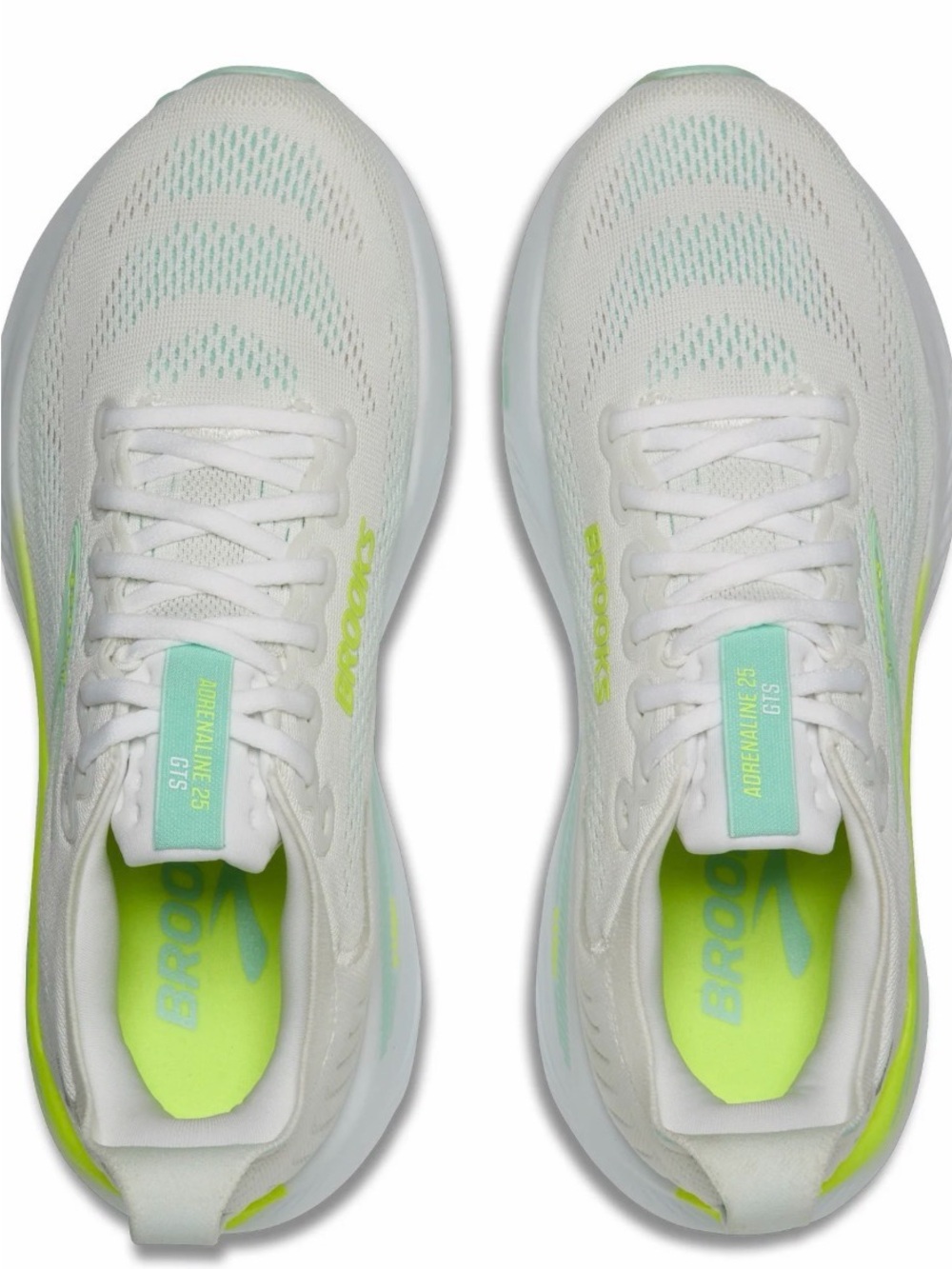 Brooks Women's Running Shoes in White with Mint & Lime Accents